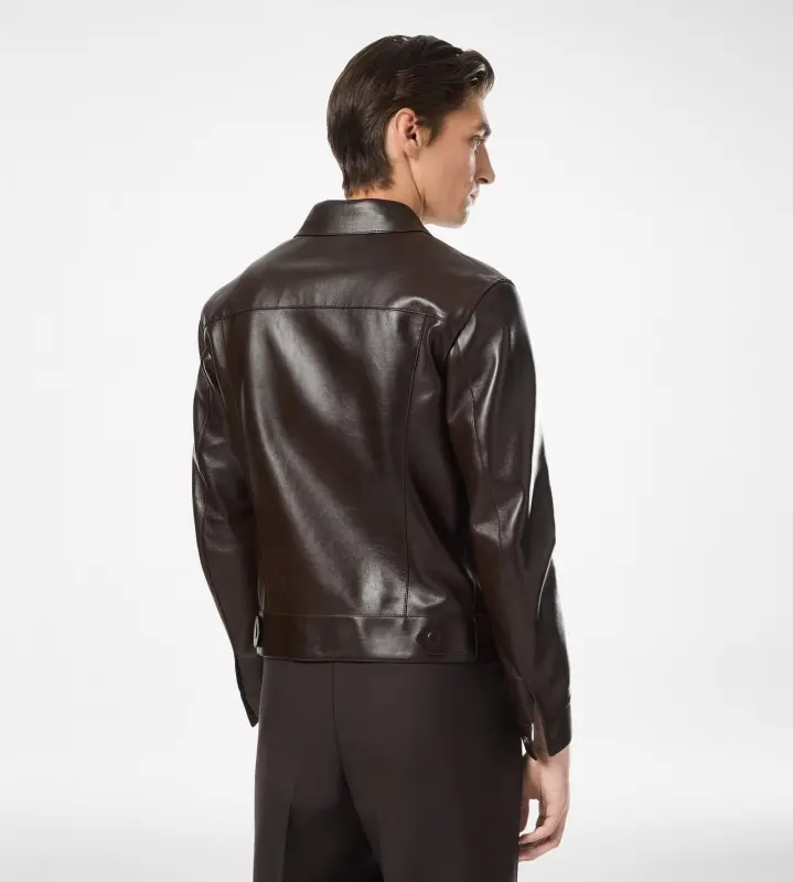 BUFFALO GRAIN LEATHER WESTERN JACKET DARK BROWN online